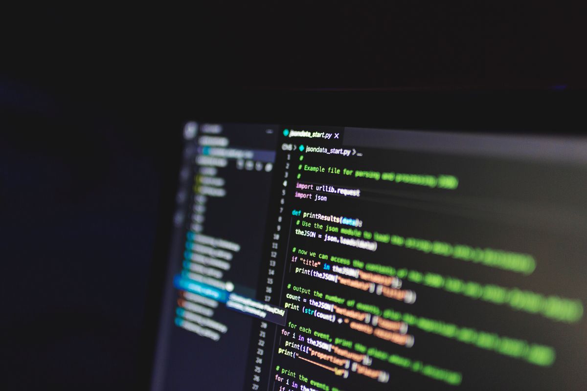 Code editor open on a monitor, mid-build